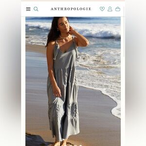 Anthropologie AMADI Blue Maxi Dress size Small